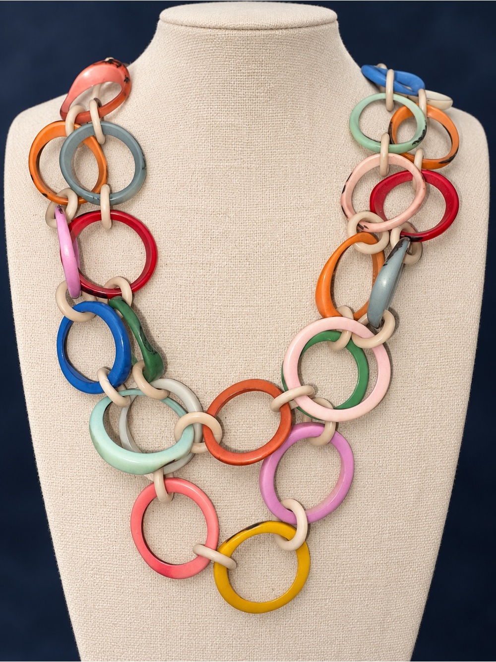 Tagua necklace in rainbow tagua nut jewelry 2 strands light weight